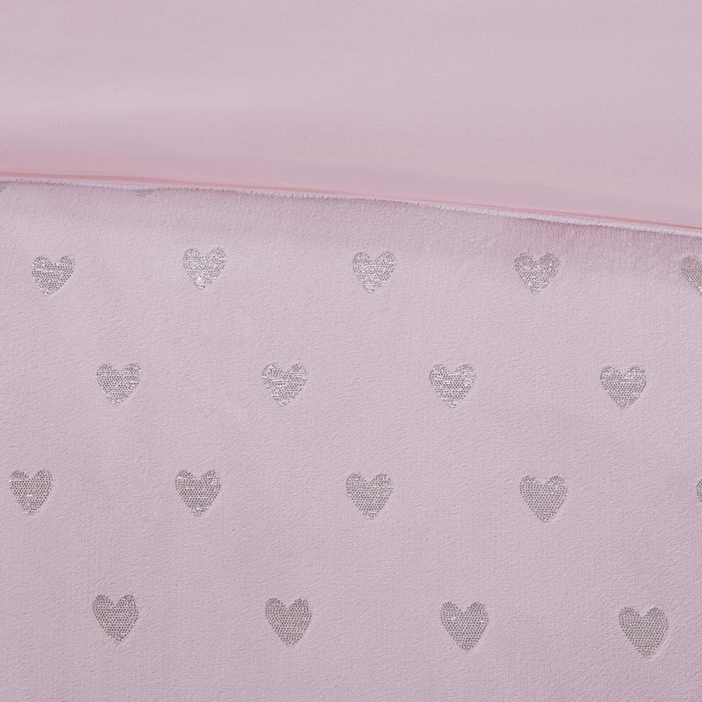 Rosalie Metallic Heart Printed Plush Comforter Set, Belen Kox. Picture 3