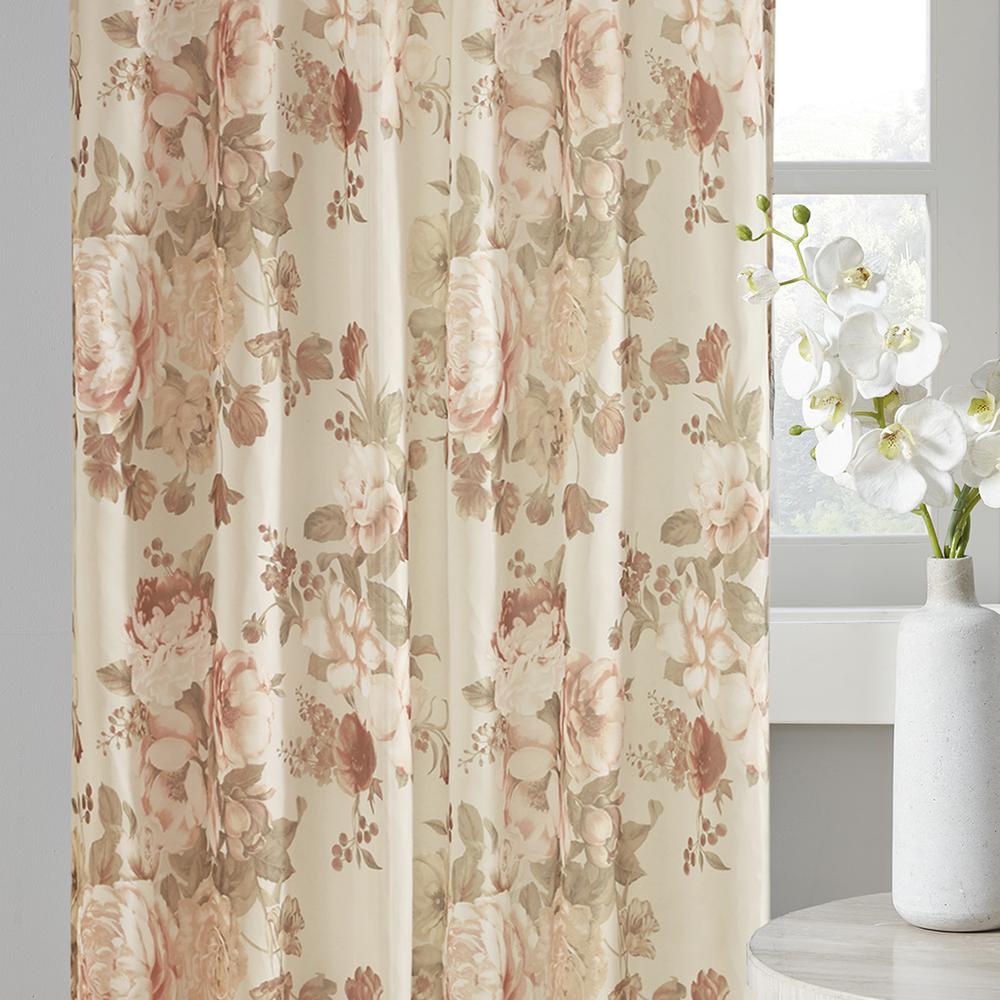 Printed Floral Rod Pocket and Back Tab Voile Sheer Curtain. Picture 3