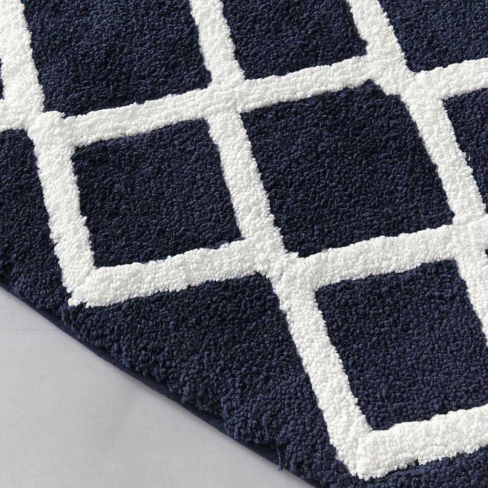 100% Polyester Reversible Tufted Microfiber Rug, Navy. Picture 3
