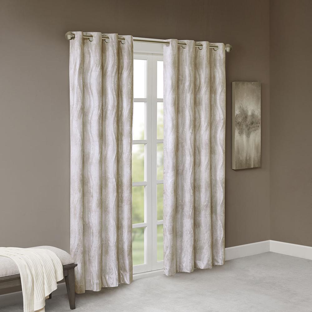 Printed Jacquard Grommet Top Total Blackout Curtain Panel. Picture 3
