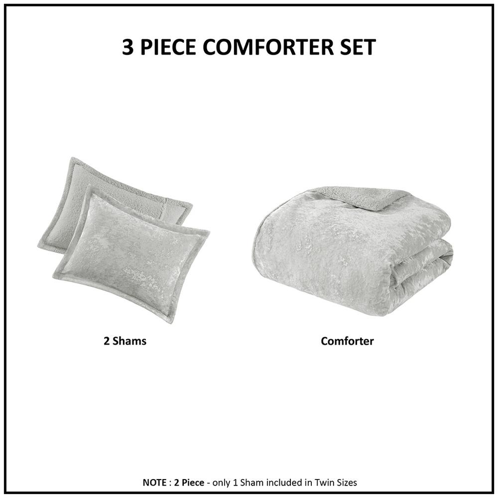 Crushed Velvet Sherpa Reversible Comforter Set. Picture 3