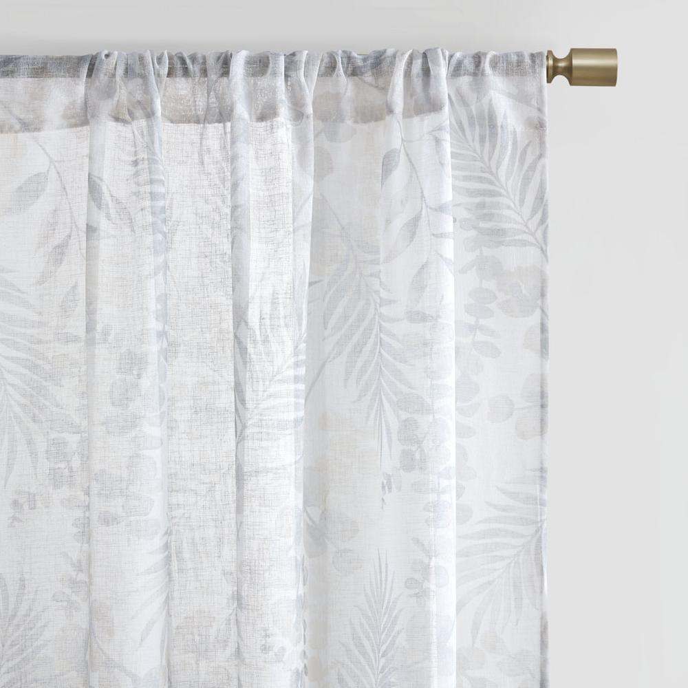 Botanical Printed Texture Sheer Window Pair. Picture 4