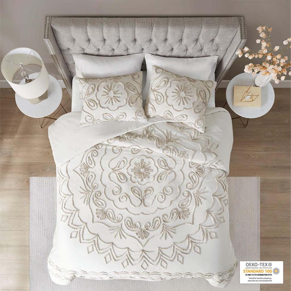 Cotton Tufted Duvet Cover Set Ivory Taupe, Madison Duvet Cover Set Taupe