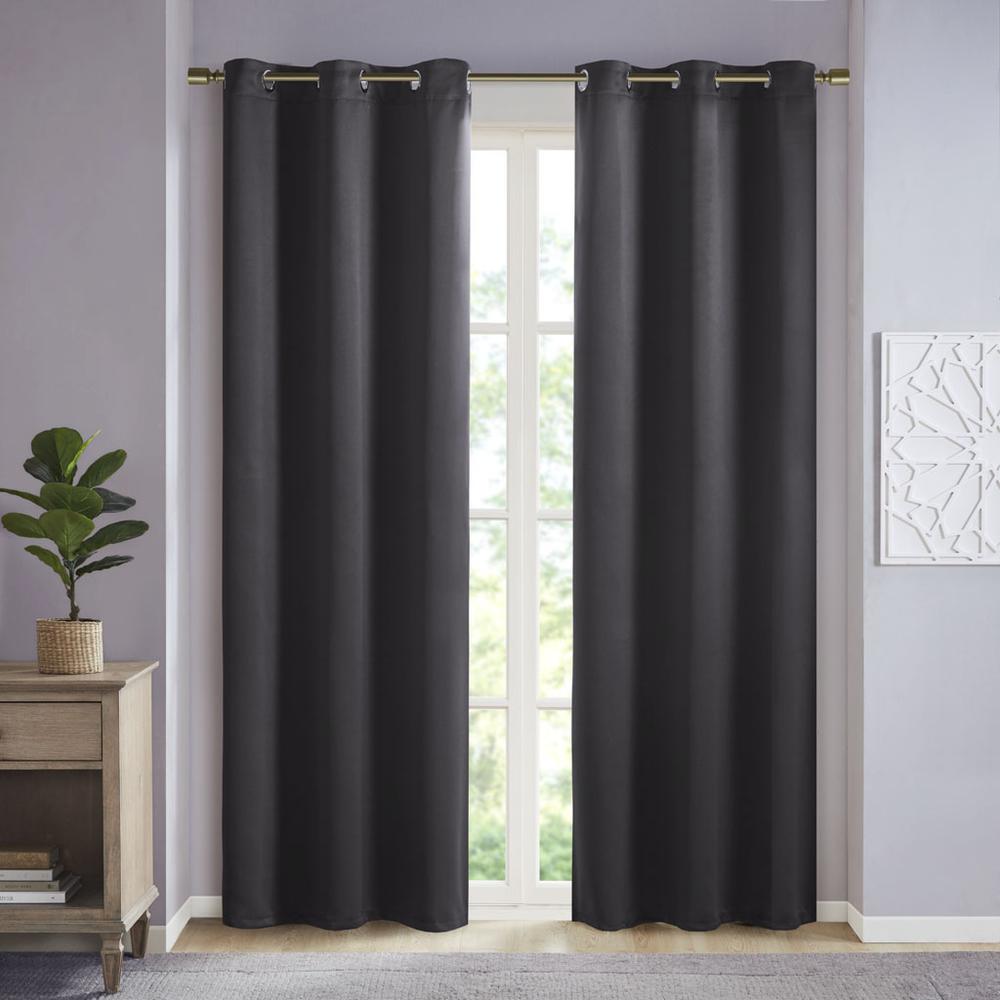 100% Polyester Solid Thermal Panel Pair, Black. Picture 1