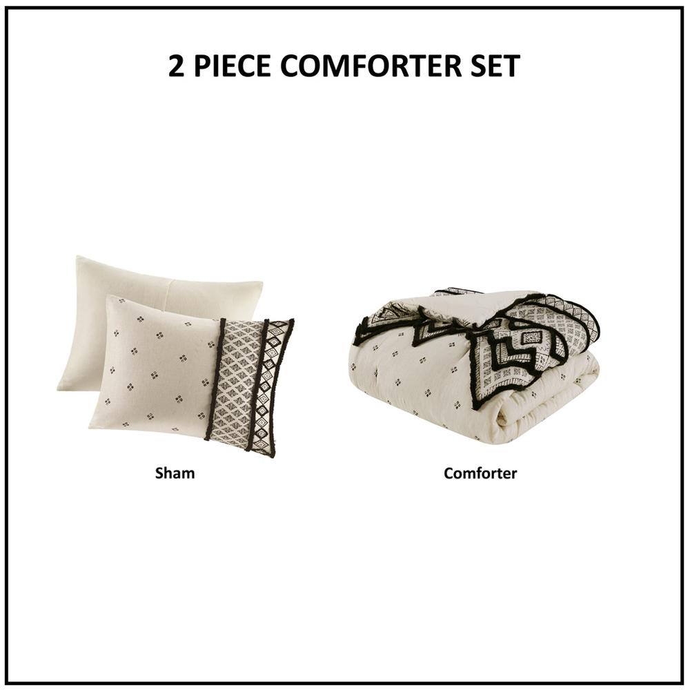 3 Piece Cotton and Flax Linen Blend Comforter Set. Picture 5