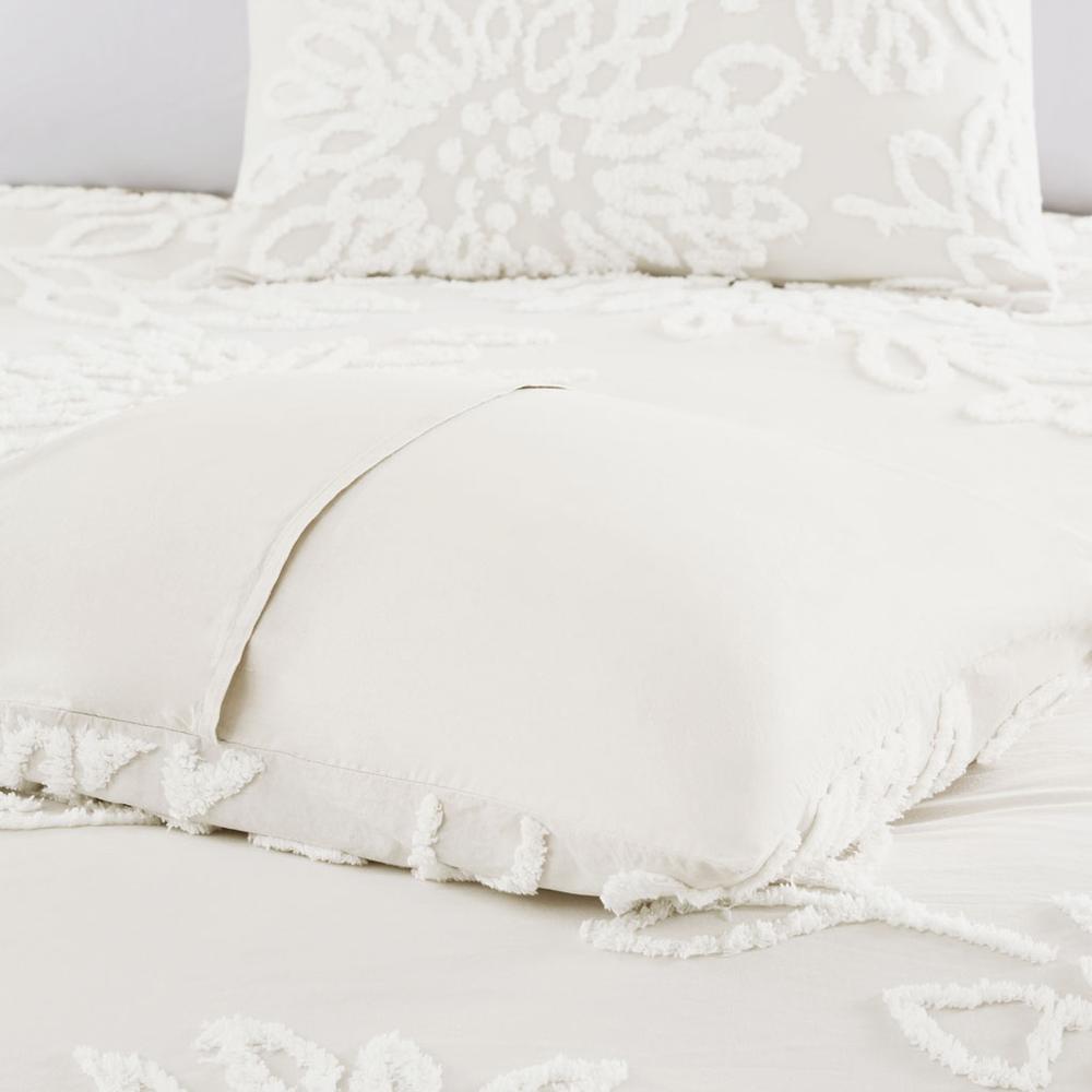 3 Piece Tufted Cotton Chenille Floral Comforter Set. Picture 2