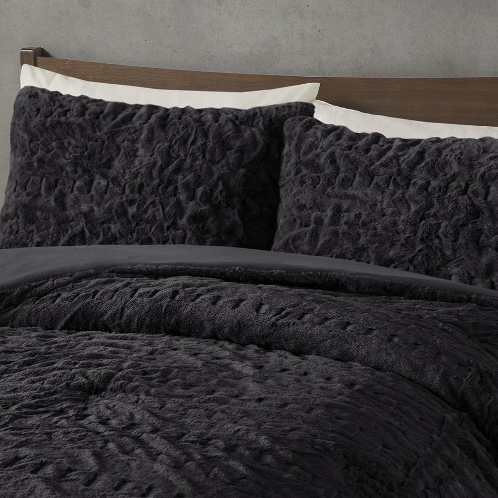 Ruched Fur Down Alternative Comforter Set. Picture 2