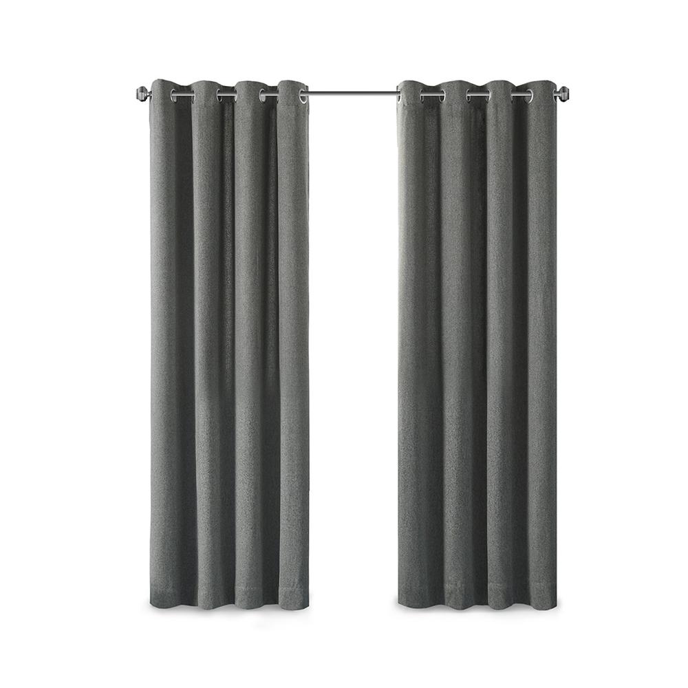 Solid Piece Dyed Grommet Top Window Panel Charcoal 382. Picture 3