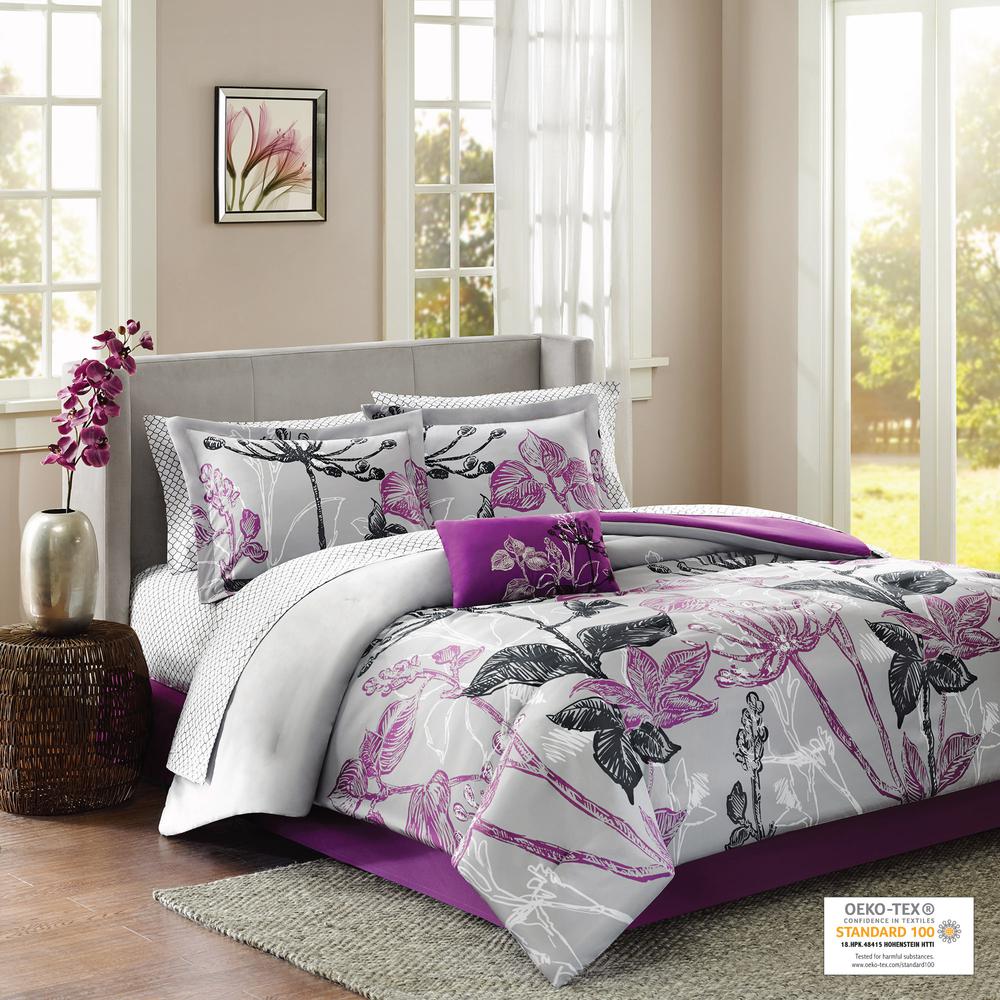 100% Polyester Microfiber Printed 9pcs Comforter Set,MPE10-023. Picture 3