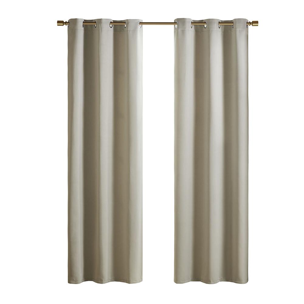Solid Blackout Triple Weave Grommet Top Curtain Panel Pair. Picture 2