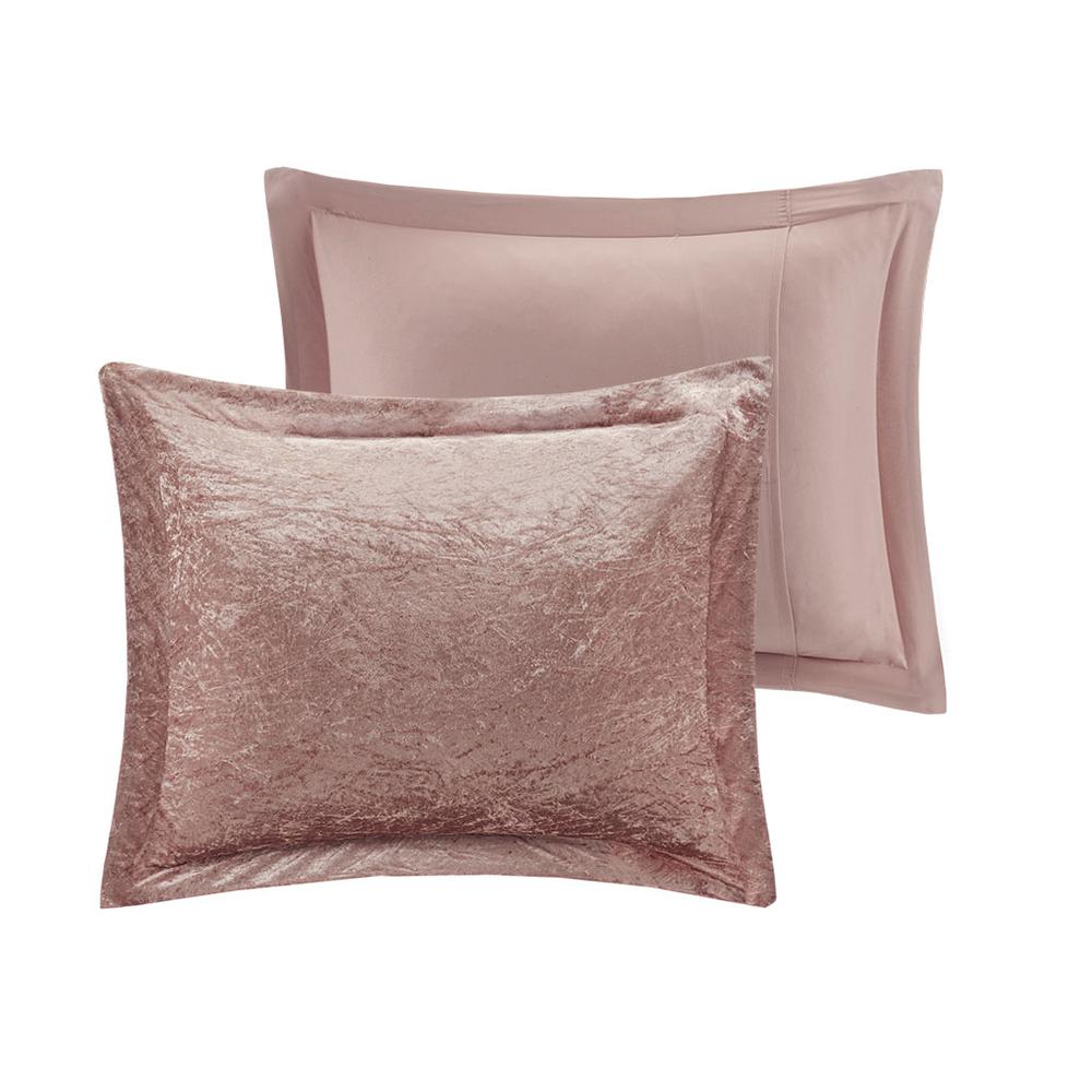 100% Polyester Velvet Comforter Set Blush. Picture 8