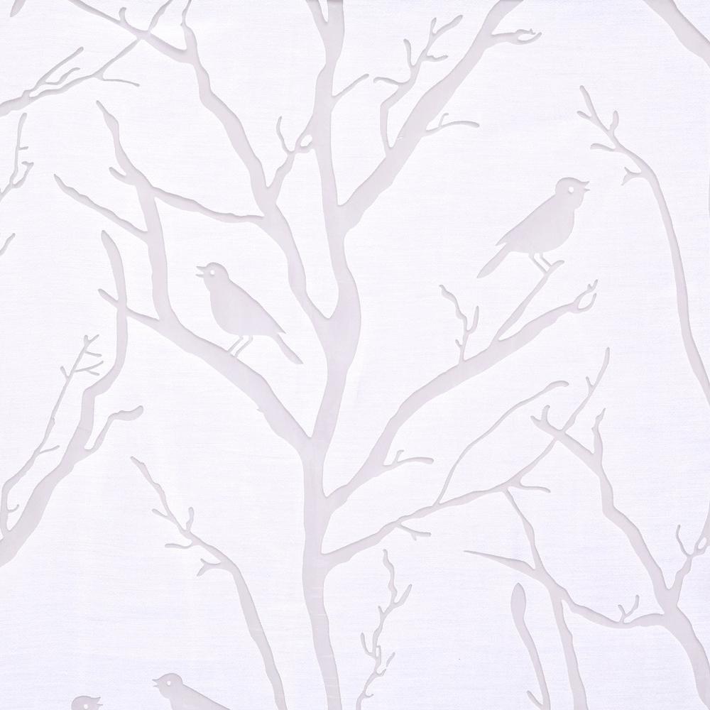 57% Rayon 43% Polyester Sheer Bird Window Panel by Belen Kox White. Picture 5