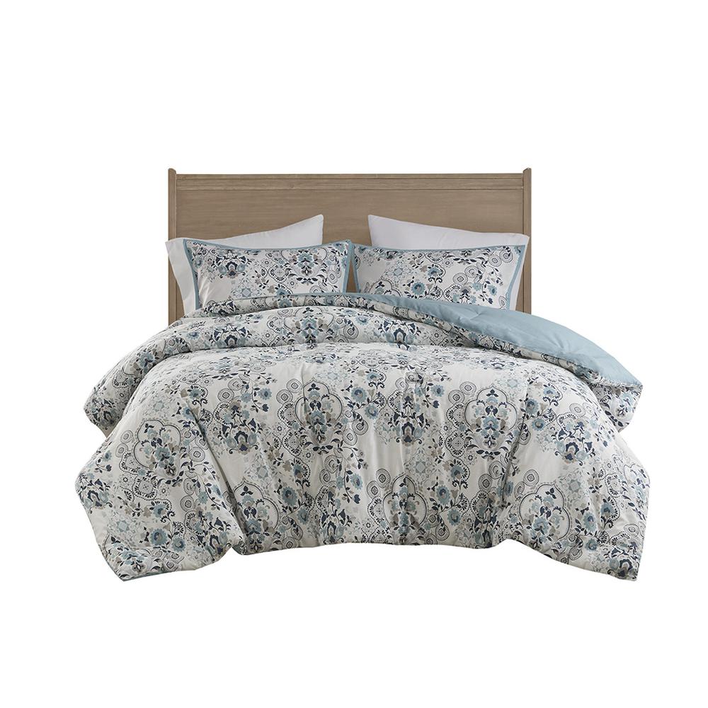 3 Piece Floral Printed Cotton Comforter Set. Picture 3