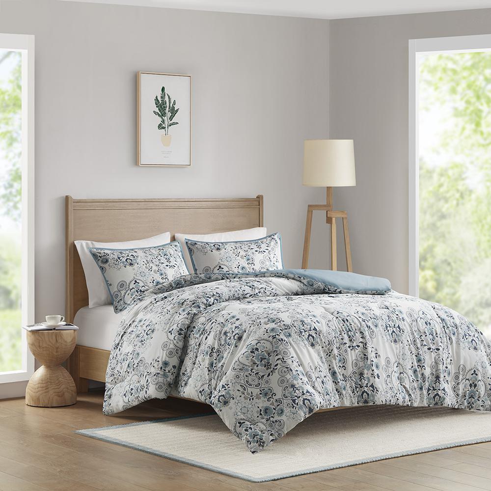 3 Piece Floral Printed Cotton Comforter Set. Picture 4