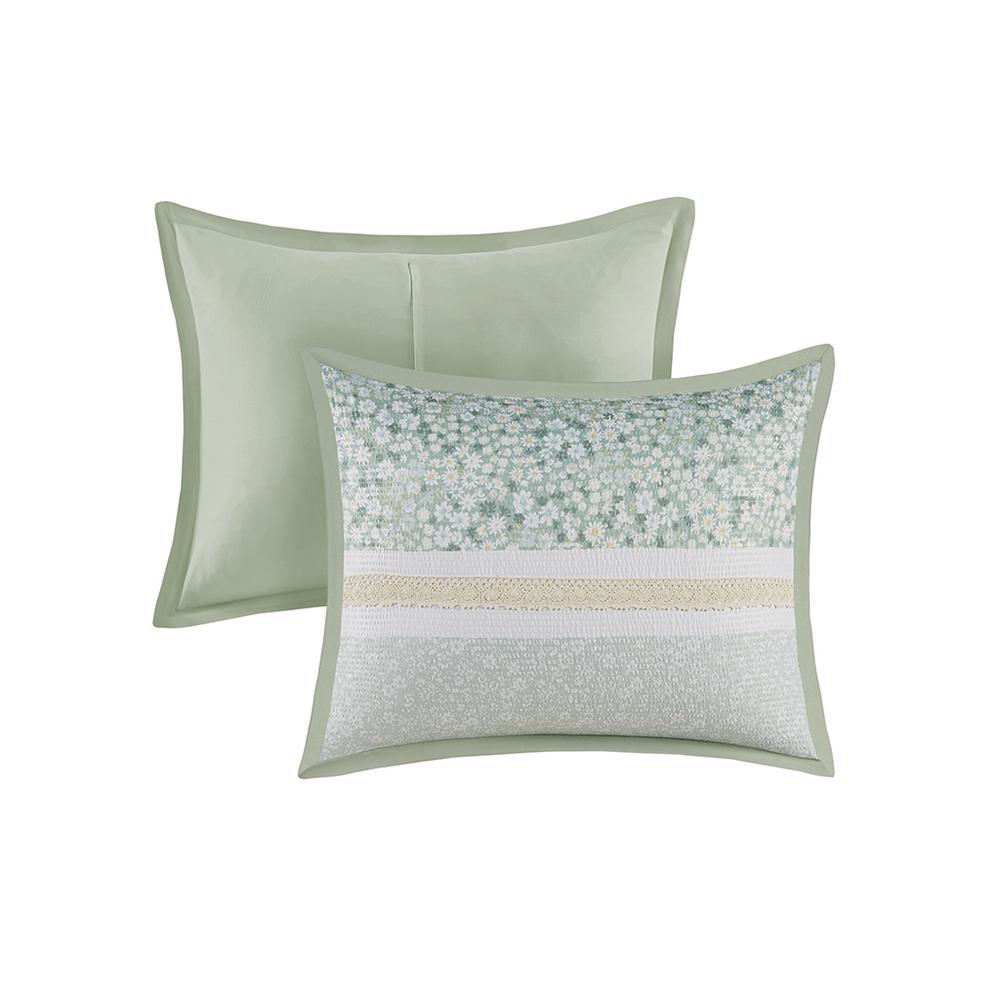 5 Piece Seersucker Comforter Set with Throw Pillows. Picture 1