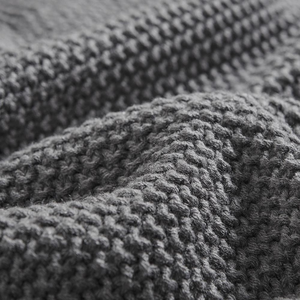 100% Acrylic Bree Knit Blanket - King - Charcoal. Picture 2