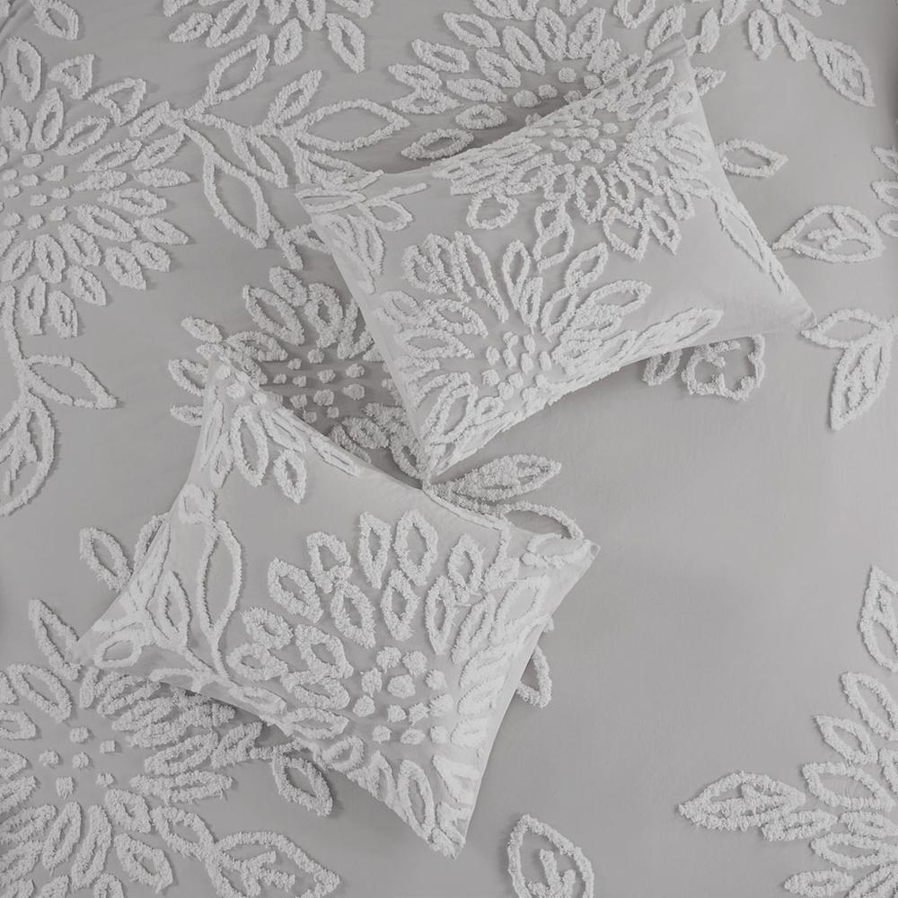 3 Piece Tufted Cotton Chenille Floral Comforter Set. Picture 1