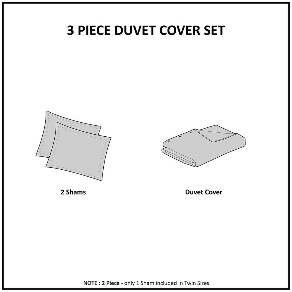 3 Piece Tufted Cotton Chenille Floral Duvet Cover Set. Picture 1