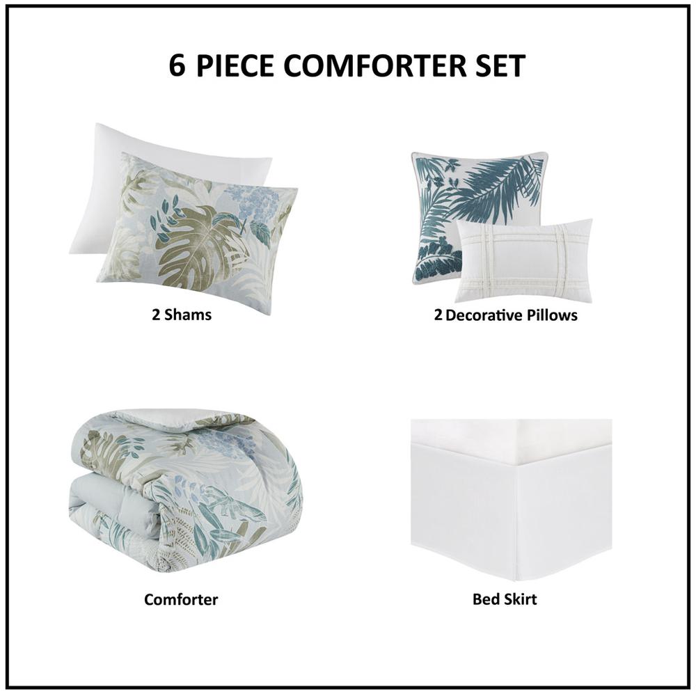 6 Piece Oversized Cotton Comforter Set with Throw Pillow. Picture 5