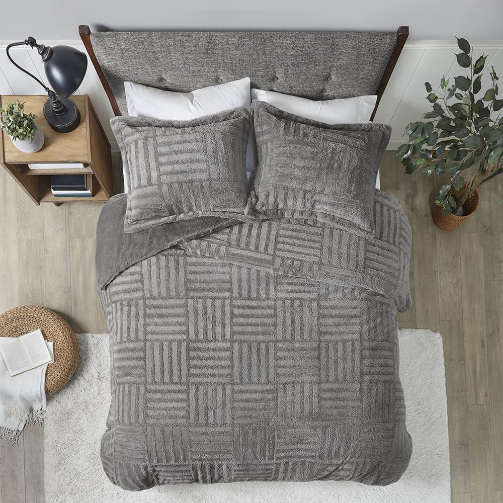 100% Polyester Checkboard Brushed Long Fur Comforter Mini Set,BASI10-0408. Picture 6