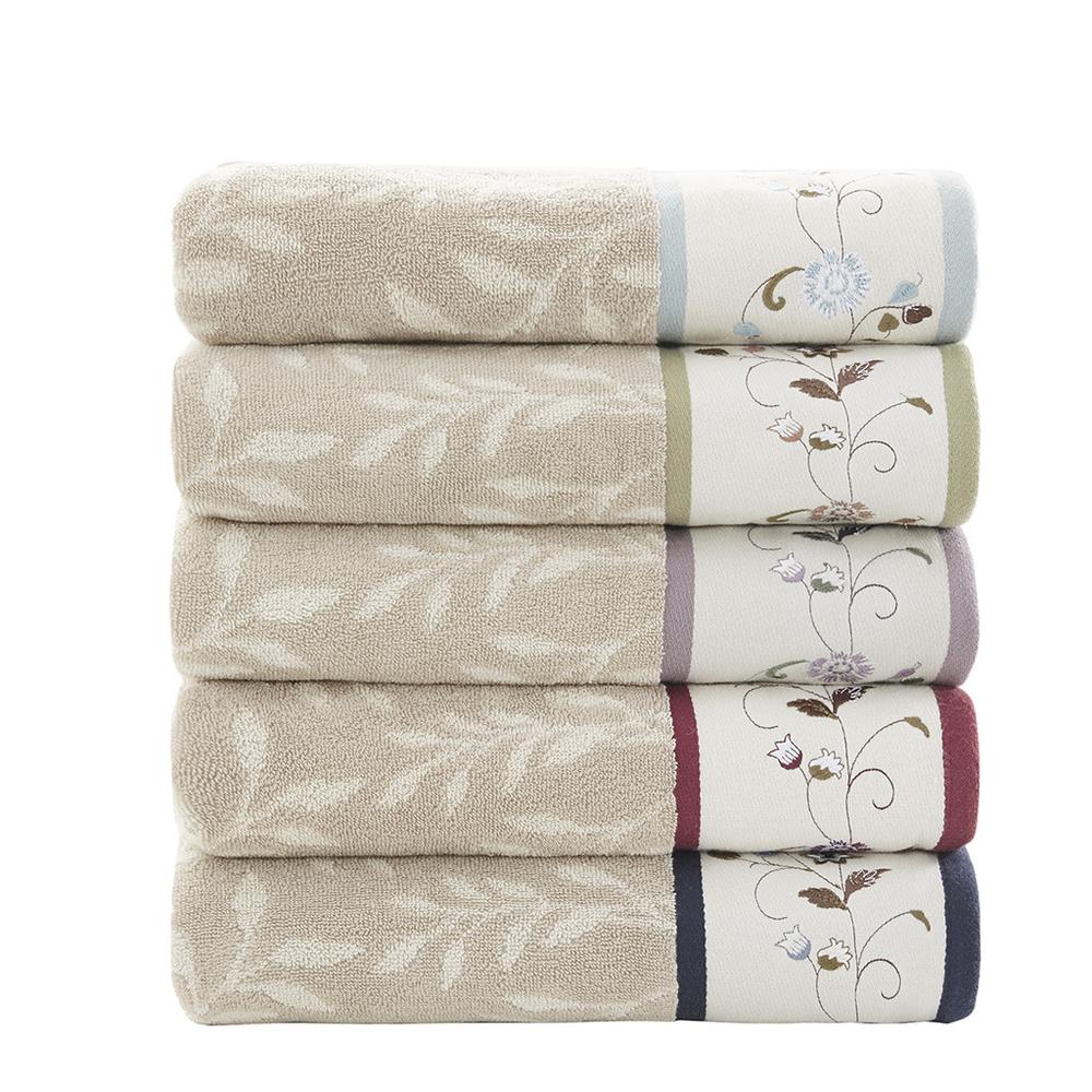 Embroidered Cotton Jacquard 6 Piece Towel Set. Picture 3