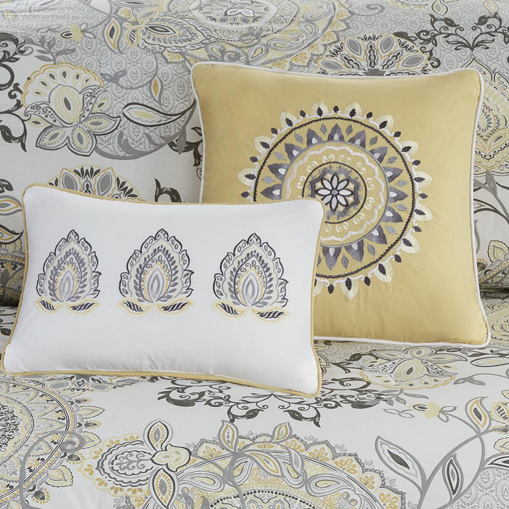 8 Piece Cotton Floral Printed Reversible Comforter Set. Picture 1