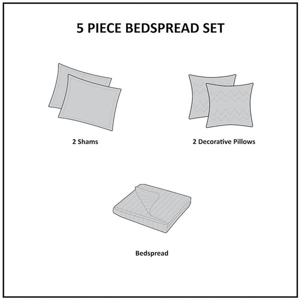 5 Piece Reversible Jacquard Bedspread Set. Picture 4