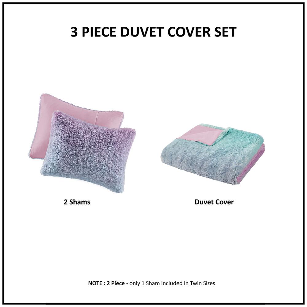 Ombre Shaggy Faux Fur Duvet Cover Set. Picture 5