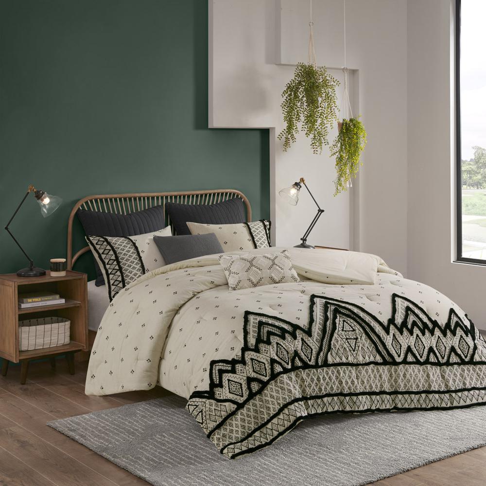 3 Piece Cotton and Flax Linen Blend Comforter Set. Picture 4
