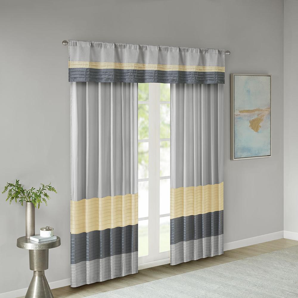 Yellow Polyoni Pintuck Valance with Lining, Belen Kox. Picture 1