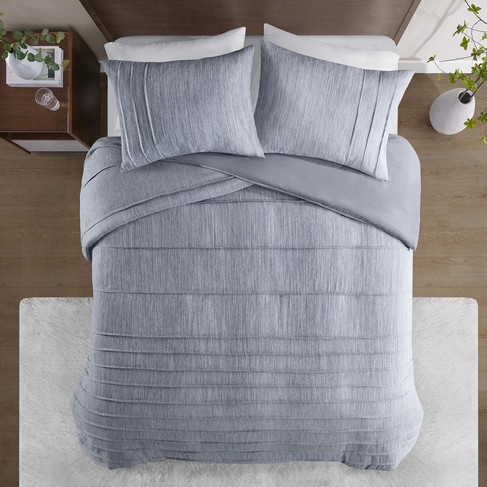3 Piece Striated Cationic Dyed Oversized Duvet Cover Set with Pleats. Picture 2