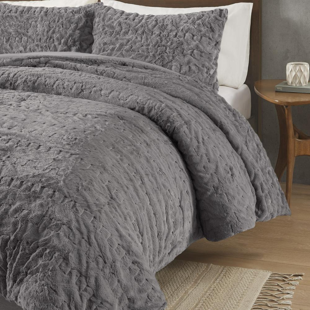 Ruched Fur Down Alternative Comforter Set. Picture 3