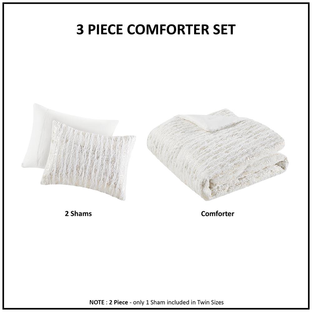 Metallic Print Faux Fur Comforter Set. Picture 3