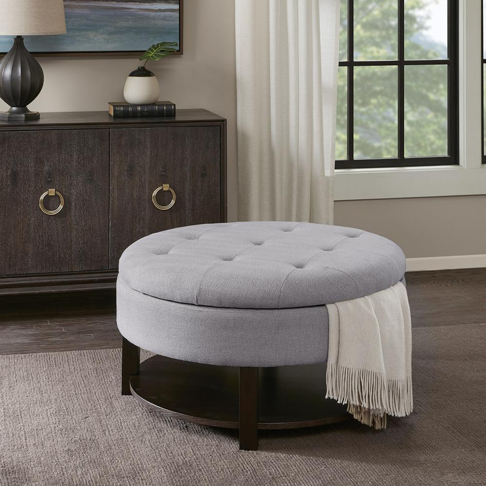 Round Storage Ottoman with Tufted Top, Belen Kox. Picture 3