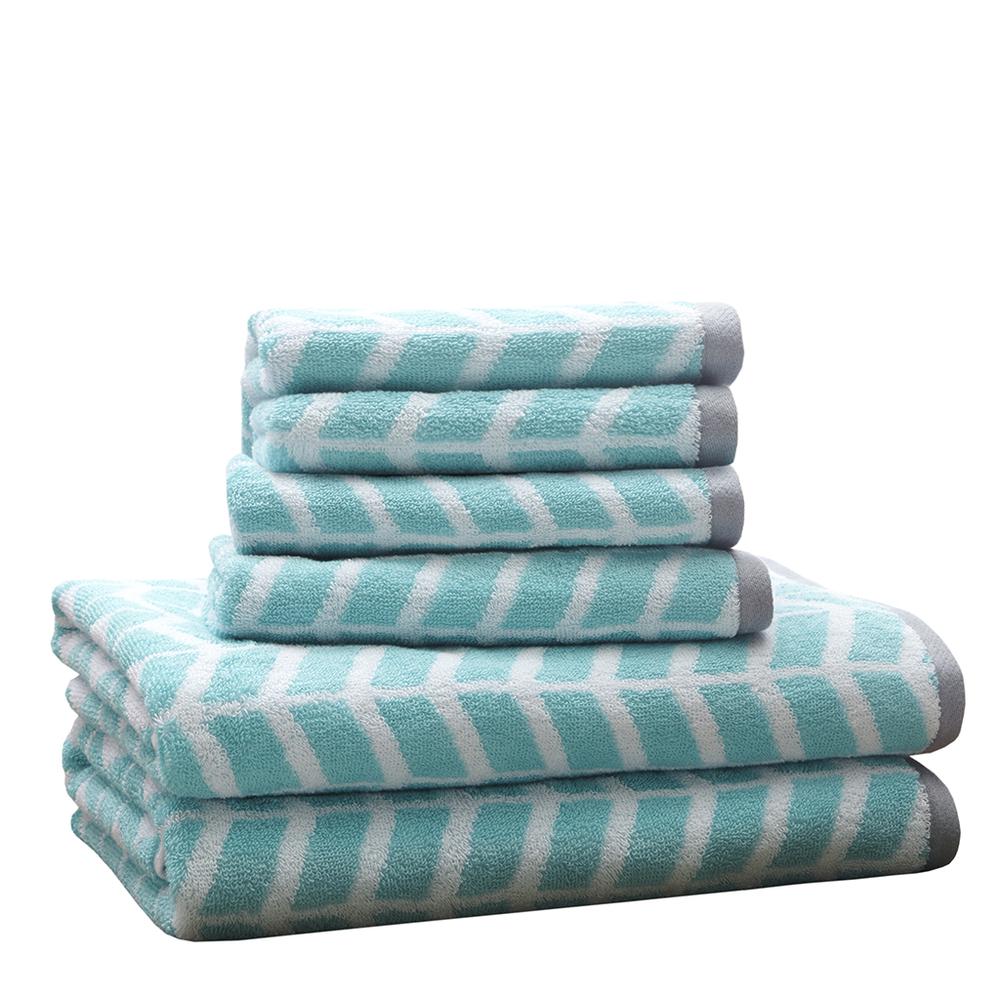 Teal Geometric Jacquard Towel Set, Belen Kox. Picture 1