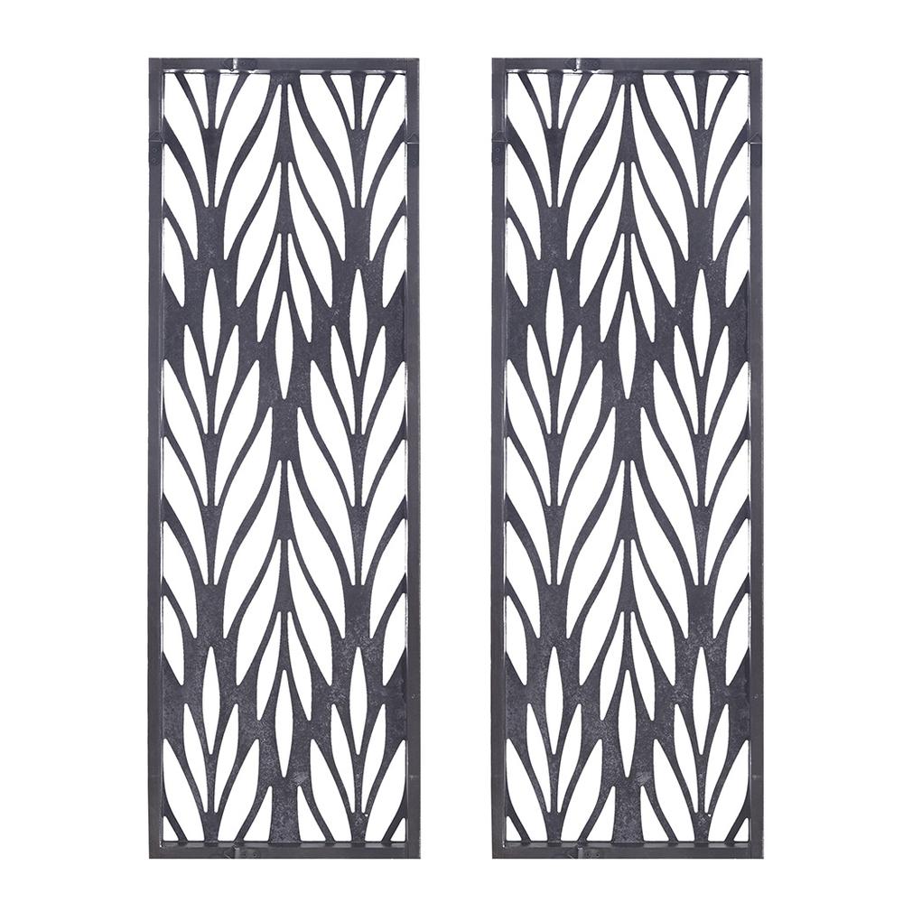 Grey Laser Cut Wood 2-piece Panel Wall Decor Set. Picture 3