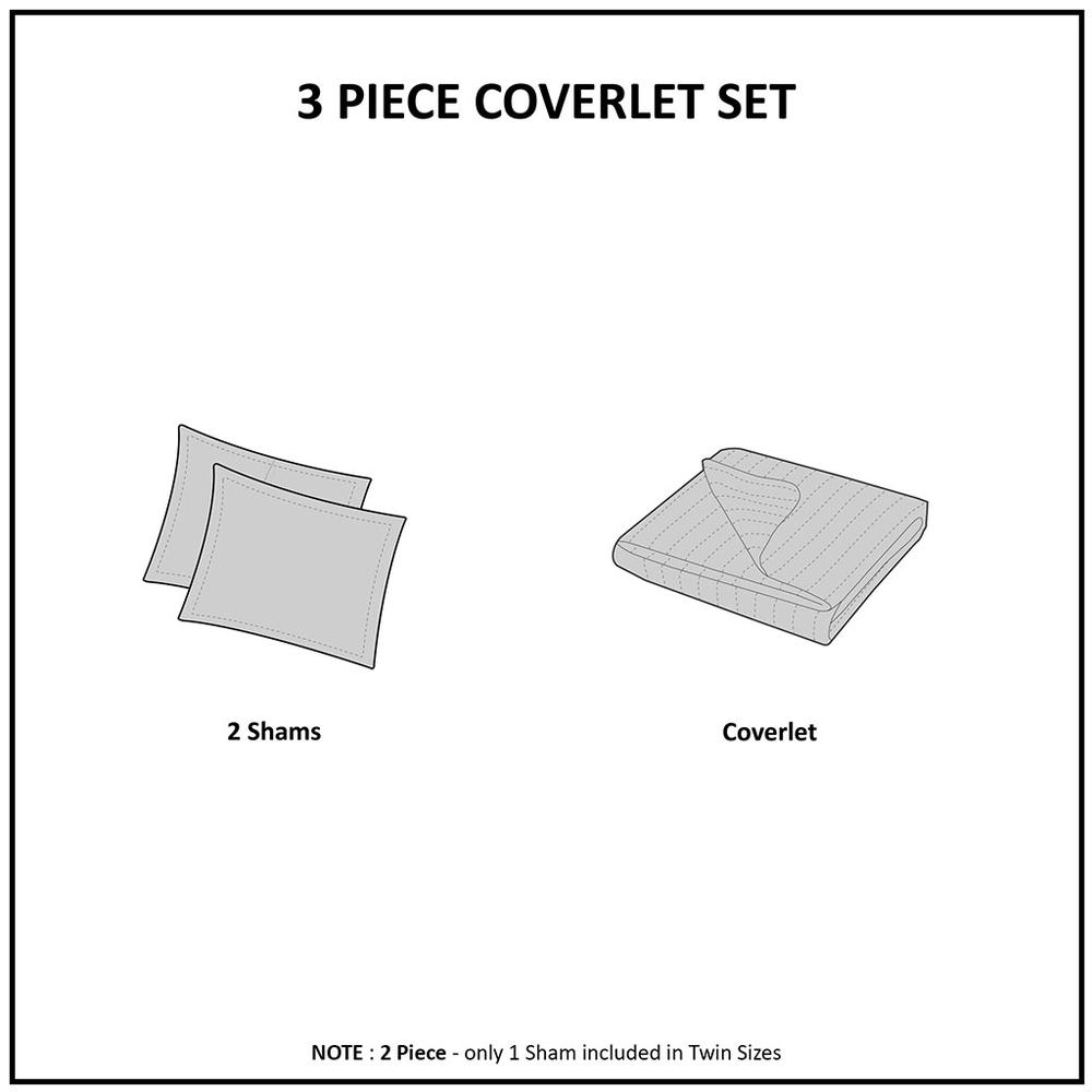 3 Piece Reversible Scalloped Edge Quilt Set. Picture 1