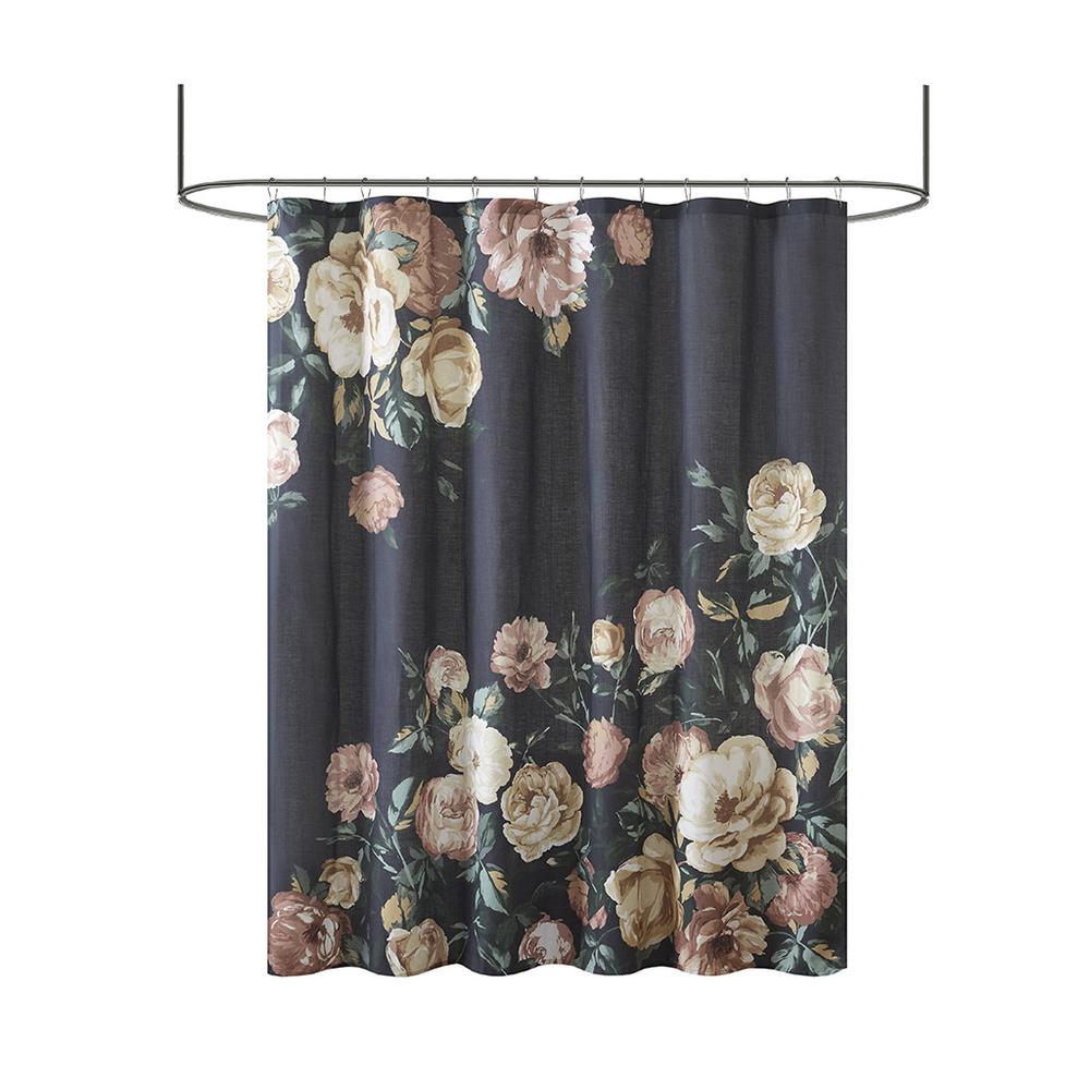 Cotton Floral Printed Shower Curtain. Picture 2