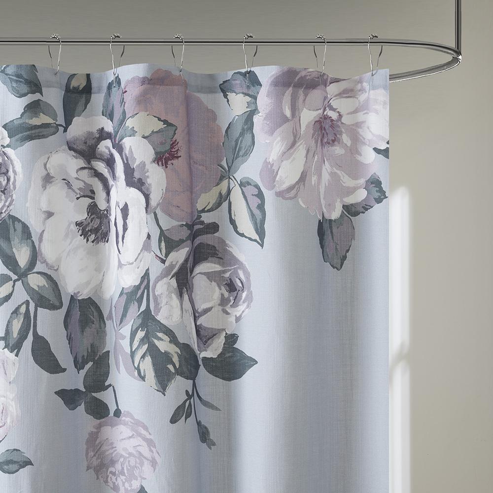Cotton Floral Printed Shower Curtain. Picture 3