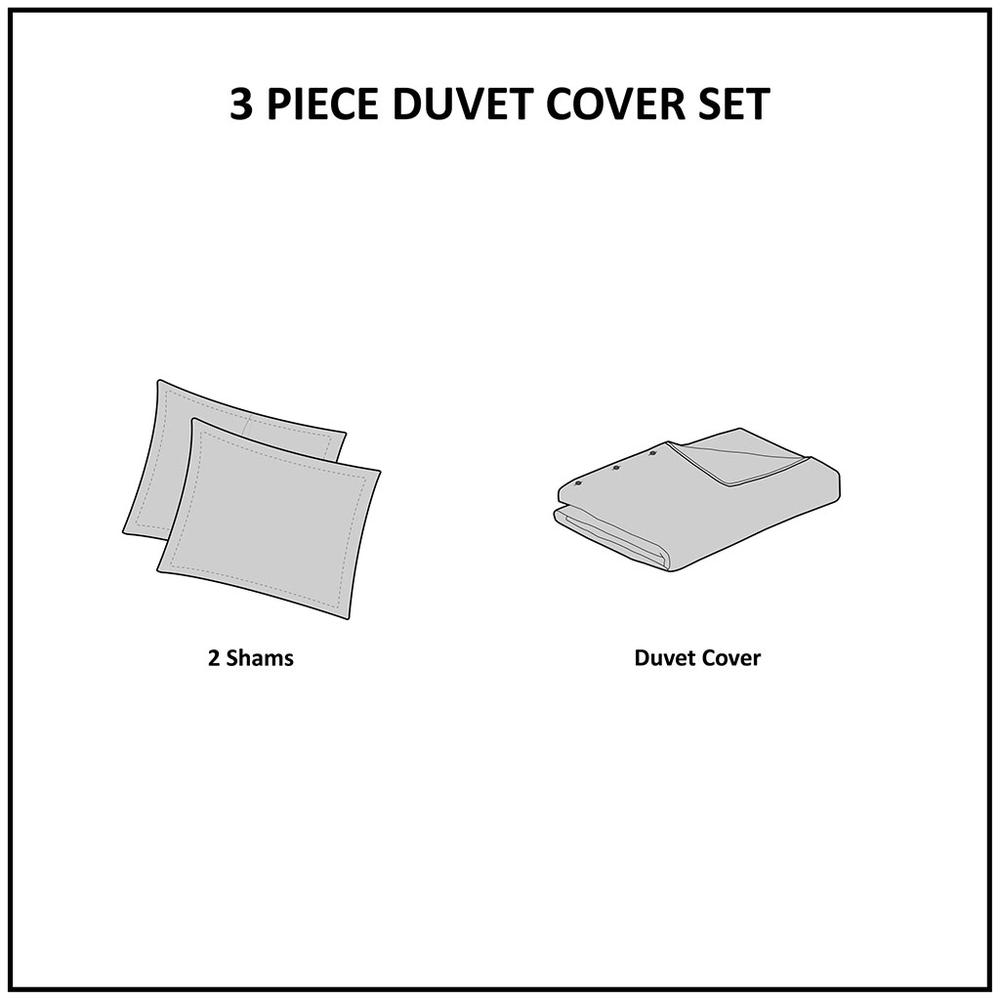 3 Piece Cotton Seersucker Duvet Cover Set. Picture 5