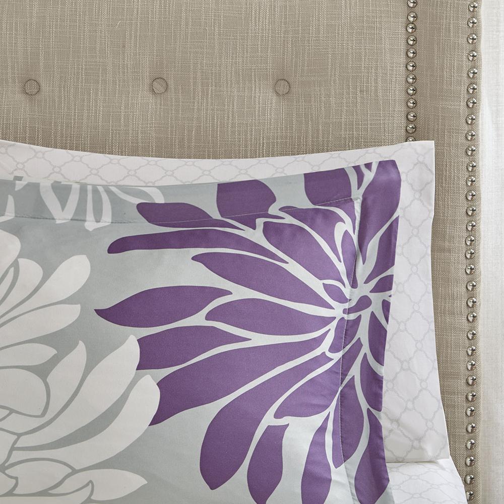 Purple Printed Floral Comforter Set with Cotton Sheets, Belen Kox. Picture 3