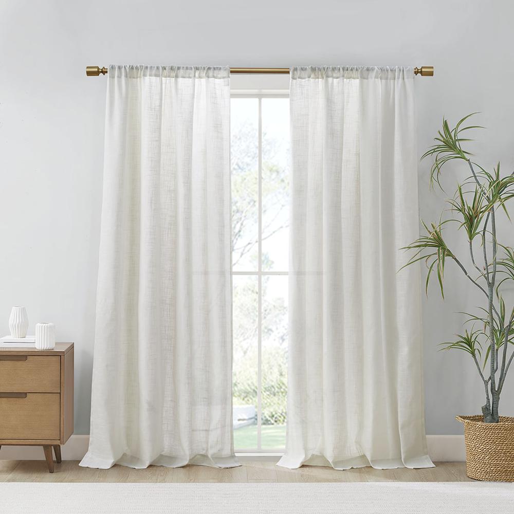Linen Blend Light Filtering Curtain Panel Pair. Picture 4
