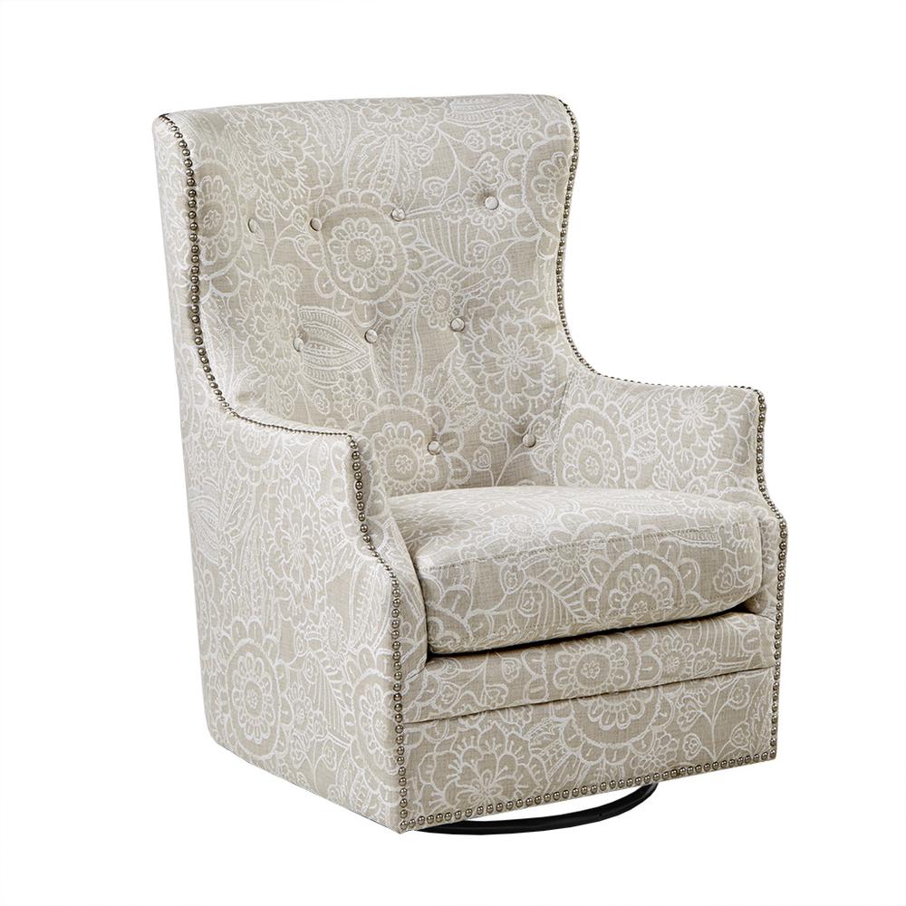 Cream Swivel Glider Chair, Belen Kox. Picture 1
