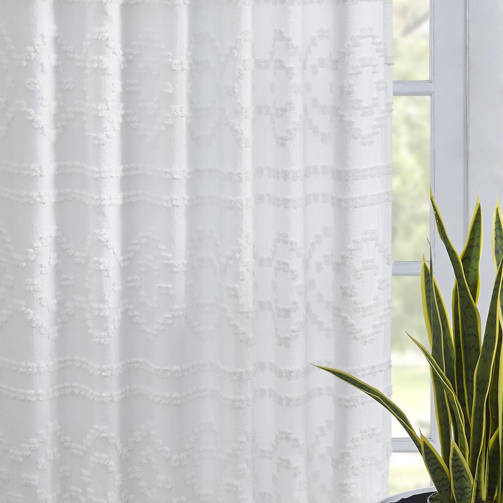 100% Polyester Solid Clipped Jacquard Window Panel. Picture 6