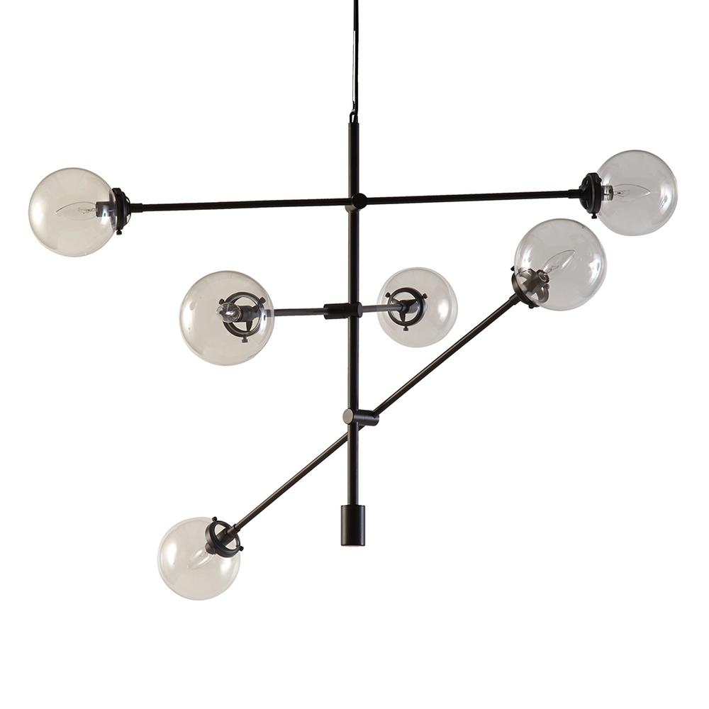 6-Globe Light Architectural Metal Chandelier. Picture 2