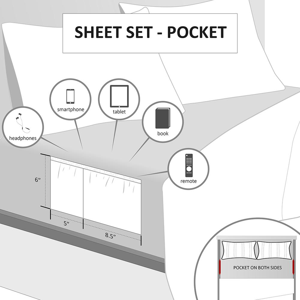 Pink Microfiber Sheet Set with Side Storage Pockets, Belen Kox. Picture 3