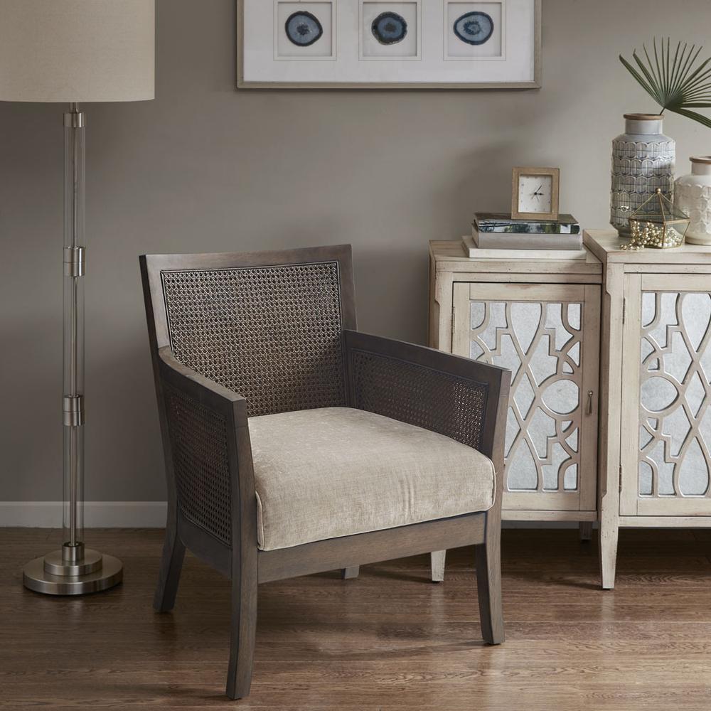 Velvet Upholstered Accent Chair, Cream, Belen Kox. Picture 3