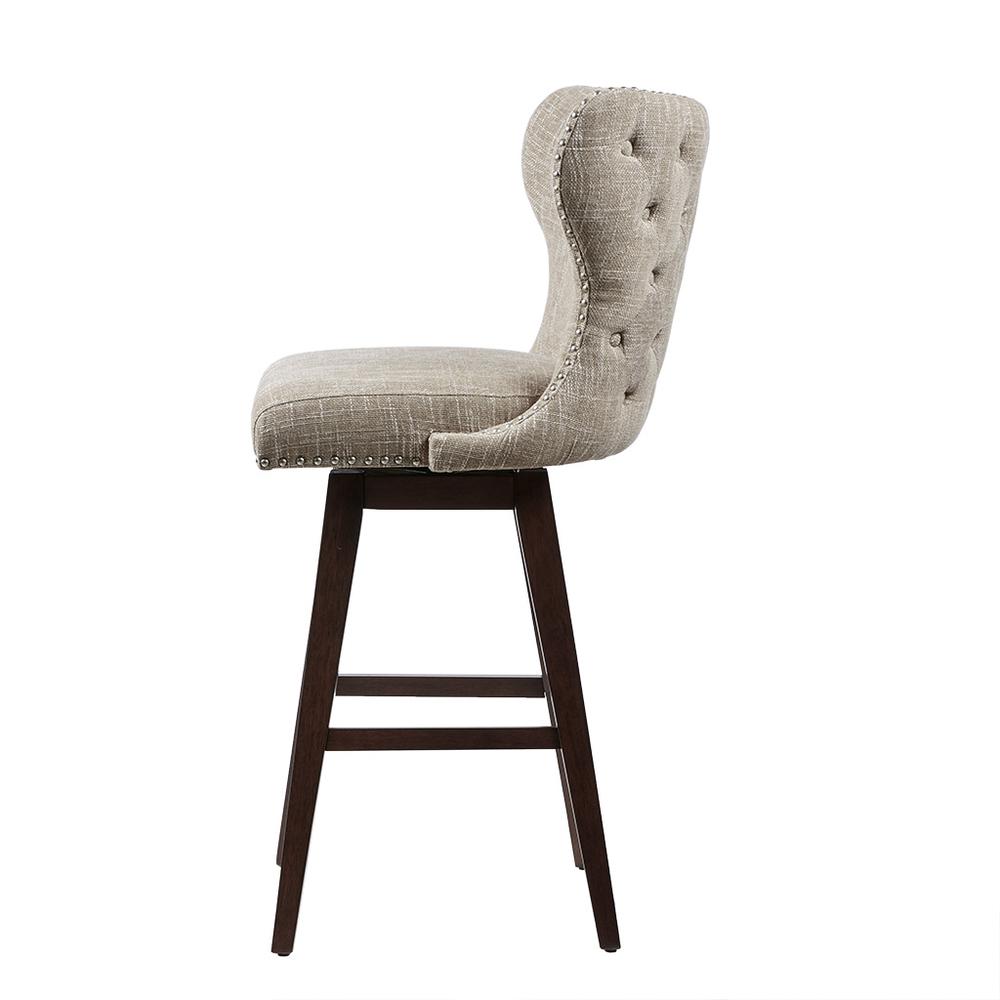 High Wingback Button Tufted Upholstered 30" Swivel Bar Stool. Picture 3
