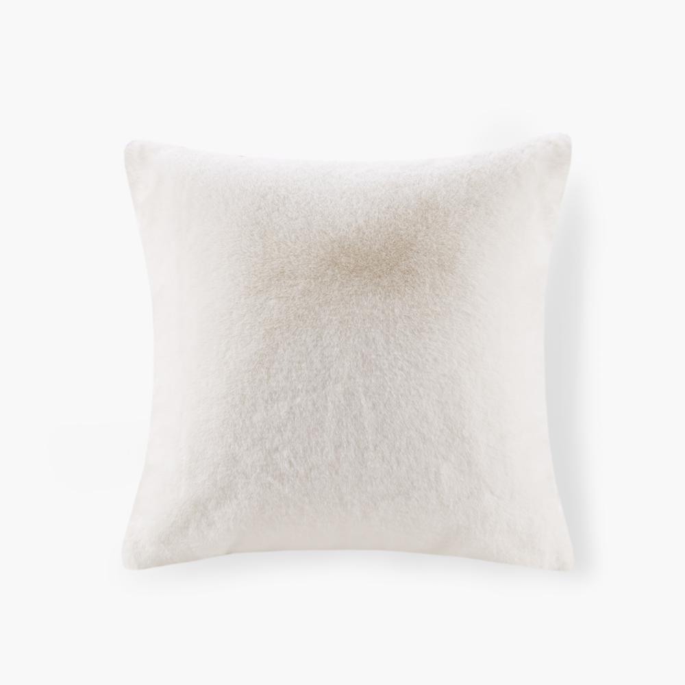 Solid Faux Fur Square Decor Pillow. Picture 4
