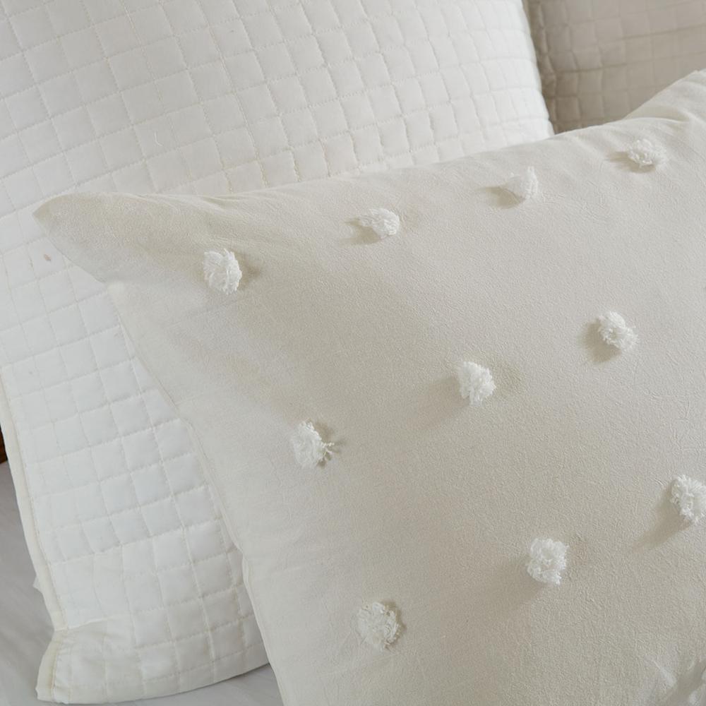 5 Piece Cotton Jacquard Comforter Set Ivory. Picture 10